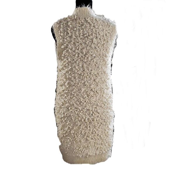 Sioni Cream Women's Sleeveless Sweater Vest Open Front Knit Cardigan Size PM - Picture 3 of 8